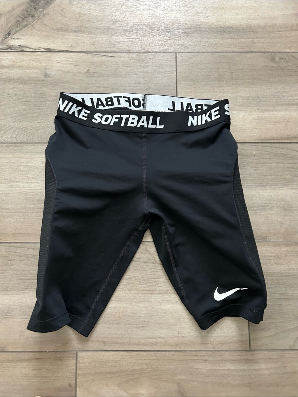 Nike Black Softball Compression Leggings with White Swoosh